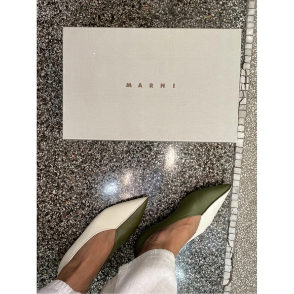 Marni Shoes - Marni Two-Tone Green and White Mink Ballet Flat